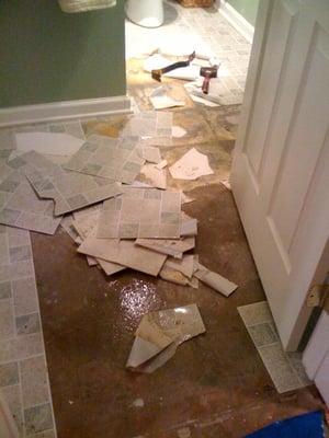 Bathroom Floor Water Damage