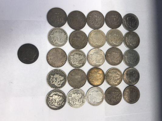 We pay spot or below spot for Morgan Silver Dollars