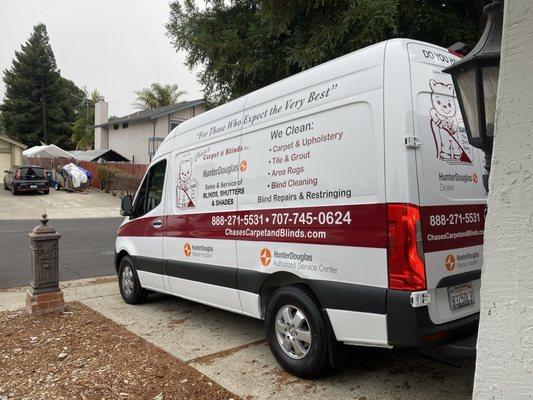 Look for our van on the road! We come to your home or office ready to service your window covering needs!