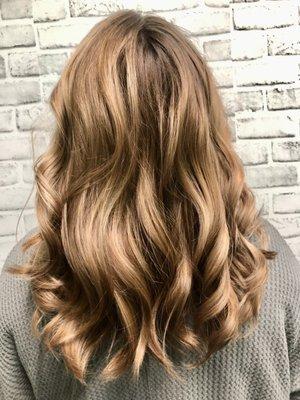 Finished results of a muted ashy balayage and Olaplex treatment