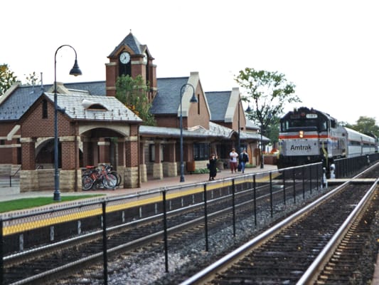 New slate roof and copper gutters on the Glenview, IL Metra station