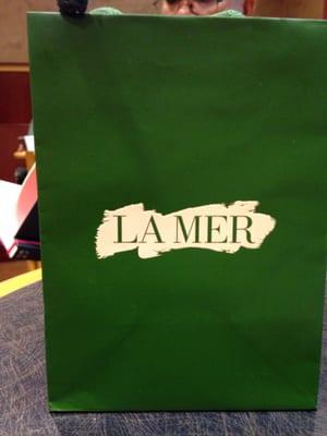 My LA MER goodie bag filled with samples used during my facial.