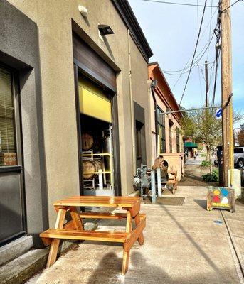 They have limited seating outside on their sidewalk patio.