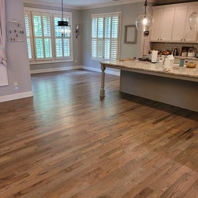 This was a complete sanding job in Gwinnett, GA This stain was a special mix in order to get the exact color the homeowner wanted.