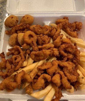 Clam Strips dinner, fried perfectly!