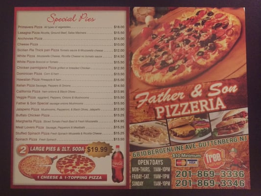 Father & Son Pizzeria - Menu 1 Front