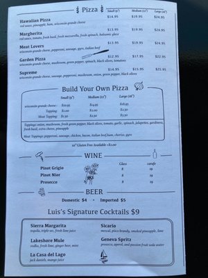 New menu page 4 (Pizza and beverages)