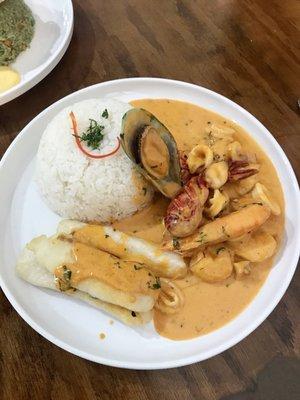 Seafood mix with special sauce. Delicious!!!