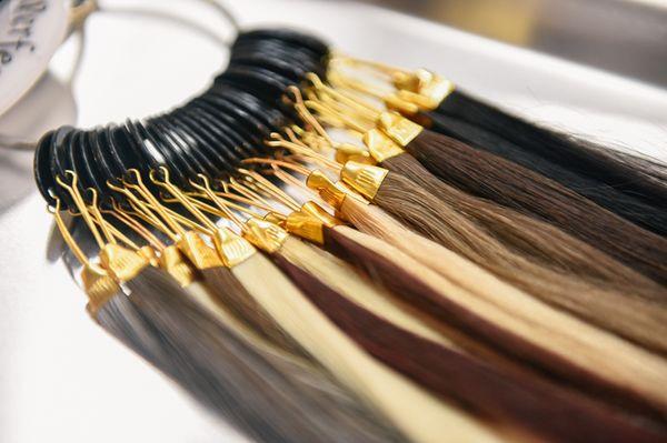 Hair extension swatches to match color & texture