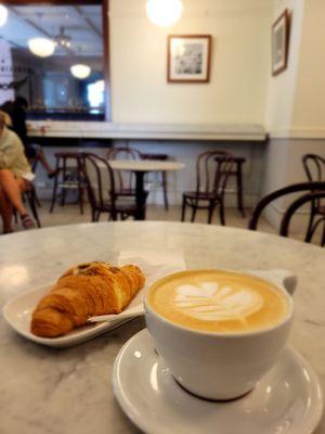 almond croissant & latte