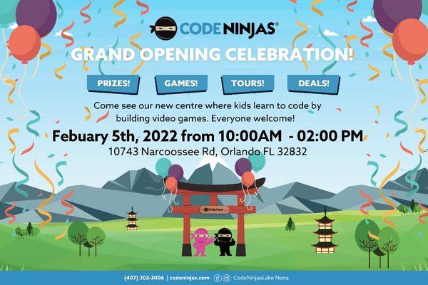 Come on down on February 5th, from10am to 2pm for our grand opening celebration.