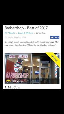 Voted Best Barbershop 2017!