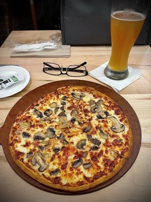 Mushroom Flatbread and Bluemoon