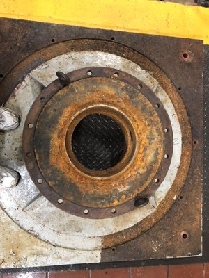 Repaired a wear hole in this suction base plate for a waste treatment facility.