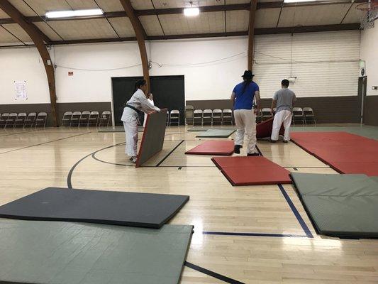 We always help set up the mats!!