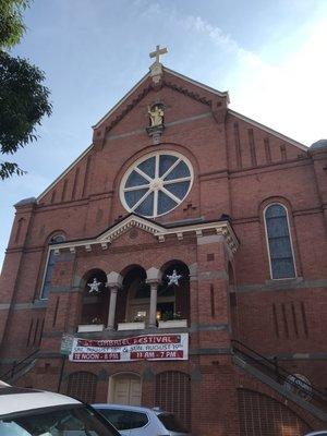 Up close & personal - front exterior of St. Leo's in Little Italy!