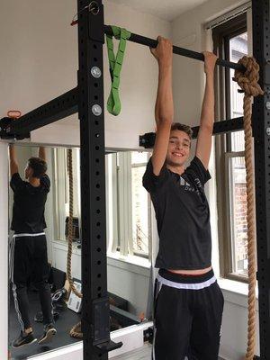 Love it when family stops by the gym! Keep working on those pull-ups Justin!