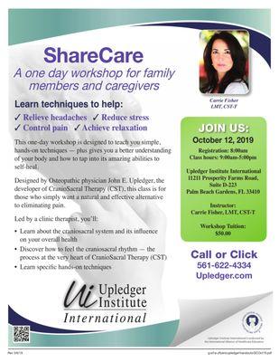 To register:  http://shop.iahe.com/Workshops/ShareCare/SCIN-10.12.19-PB?fbclid=IwAR1k6fwKC4NT0wCV9kL7Ub5EHC8eqFAdhjb1SYV8Fhqlh-OyDO_IjXfndHc