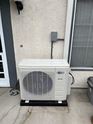 Ductless mini-split installation.