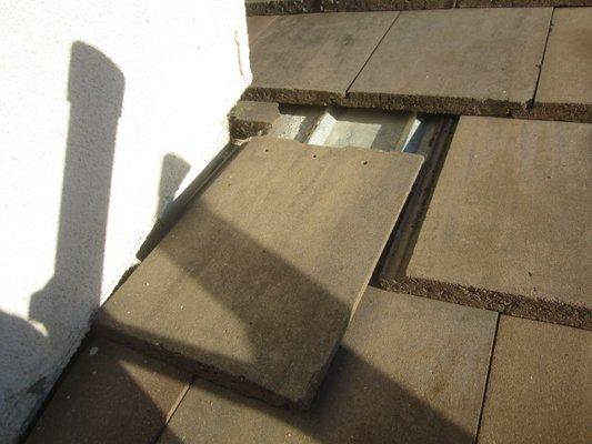 Roof tile slippage=leakage