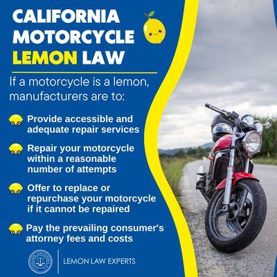 Motorcycles can also be covered under the CA Lemon Law!