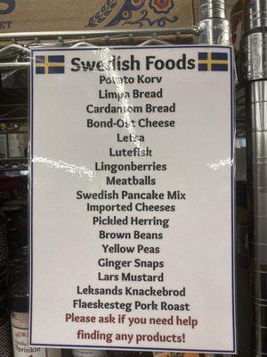 Swedish food list!!