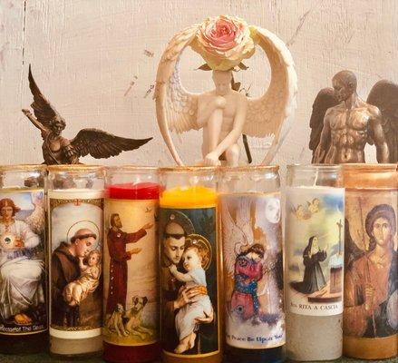 Glitter Candles and Saint Statues