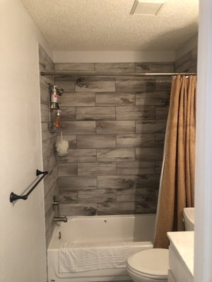 New tub and shower.