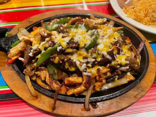 Chicken and steak fajitas