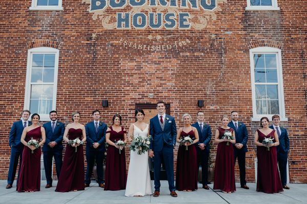 Bridal Party out in front of The Booking House - Rachel Ruhl Photography