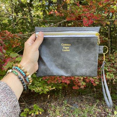 Gray Distressed Faux Leather