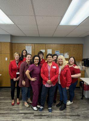 We all wore red to support Go Red for Women Day!