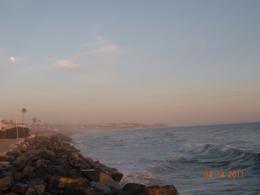 The rock cove around Broad beach at sunset.