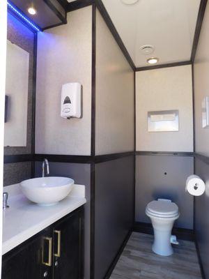 Luxury 5 Stall Restroom Trailer Interior