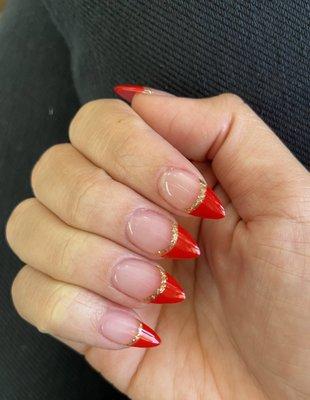 red french tip acrylic full set