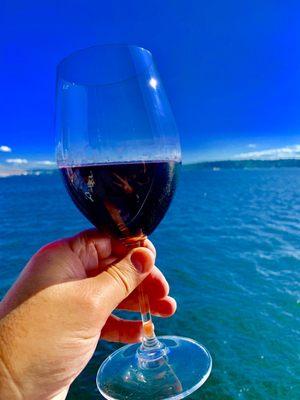 Having a picnic  and glass at The Beach