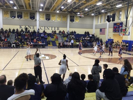 Watching my alma mater, Our Lady of Good Counsel High School, girl's basketball team play Holy Cross.