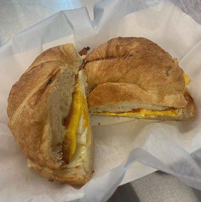 Bacon Egg Cheese Croissaint Breakfast Sandwich