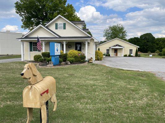 When you look for our hospital, just look for that Golden Retriever mailbox!