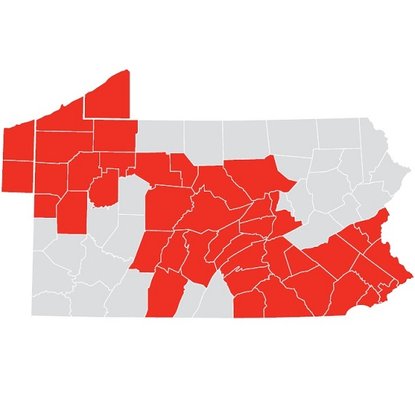 We serve most of Pennsylvania.