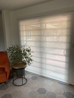 Glass slider window coverings.