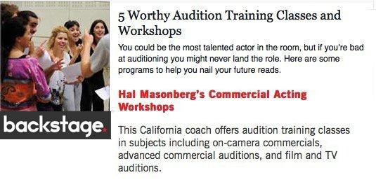 #1 recommended Audition Workshop in Backstage!