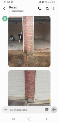 Brick and mortar cracks. Before and after.