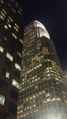 AIG Building on Right at Night