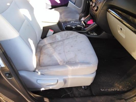 Here is a car seat before we cleaned it.