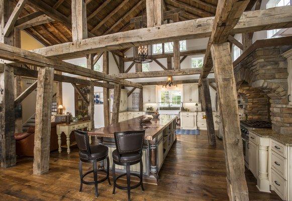 This timber frame home started with an old corn crib!