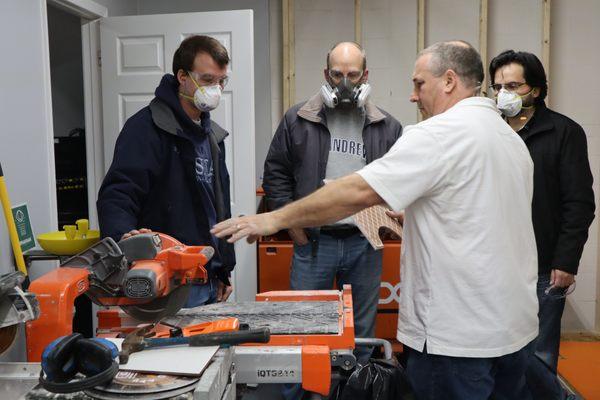 Tile, Grout & Thinsets Workshop:  Learning how to cut tile.