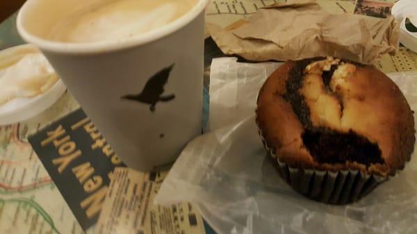 Latte and black & white muffin