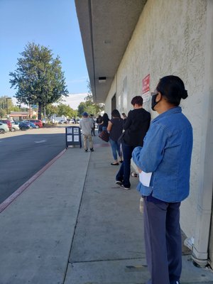 Line is all the way around the building 8:00 am.