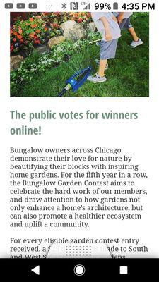 2021 voting from July 9 - 14   https://www.chicagobungalow.org/vote  (I'm still working on my garden. Maybe next year for me )